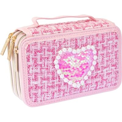 Girabrilla Tweed pennfodral 3 fack rosa, färg, 19086 Girabrilla Tweed pennfodral 3 fack rosa, färg, 19086