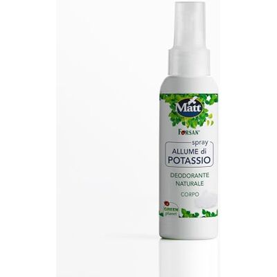 Matt , Kaliumalunspray, deodorant spray 100% naturligt och vegetabiliskt ursprung, minskar svettning och skyddar mot dålig lukt, parfymfri, förpackning 100% återvinningsbar, 125 ml Matt , Kaliumalunspray, deodorant spray 100% naturligt och vegetabiliskt ursprung, minskar svettning och skyddar mot dålig lukt, parfymfri, förpackning 100% återvinningsbar, 125 ml