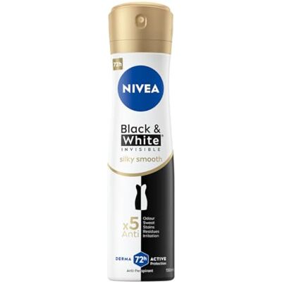 NIVEA Black&White 48 H osynlig Silky Smooth Antiperspirant Spray för kvinnor 150 ml NIVEA Black&White 48 H osynlig Silky Smooth Antiperspirant Spray för kvinnor 150 ml