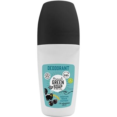 Marcel's Green Soap Natural Deodorant Roller Mimosa & Blackcurrant – aluminium saltfri – 24 timmars skydd utan fläckar – mikroplastfri och 100% vegansk Marcel's Green Soap Natural Deodorant Roller Mimosa & Blackcurrant – aluminium saltfri – 24 timmars skydd utan fläckar – mikroplastfri och 100% vegansk
