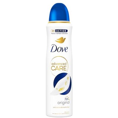 Dove Deodorant spray 0% original, alkohol- och aluminiumsaltfri, med fuktgivande och skonsam formel, torr hud i upp till 48 timmar, deodorant för män och kvinnor, 6 stycken på 150 ml Dove Deodorant spray 0% original, alkohol- och aluminiumsaltfri, med fuktgivande och skonsam formel, torr hud i upp till 48 timmar, deodorant för män och kvinnor, 6 stycken på 150 ml