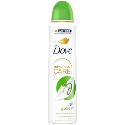 Dove Advanced Care Go Fresh Gurka och Grönt Te Spray Deodorant, med Fuktgivande och Hudvänlig Formel, Alkoholfri, Torr Hud i upp till 72 timmar, deodorant för män och kvinnor, 6 stycken på 150 ml Dove Advanced Care Go Fresh Gurka och Grönt Te Spray Deodorant, med Fuktgivande och Hudvänlig Formel, Alkoholfri, Torr Hud i upp till 72 timmar, deodorant för män och kvinnor, 6 stycken på 150 ml