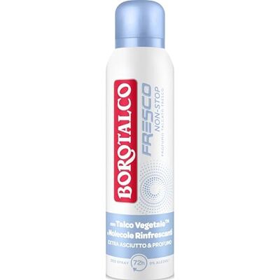 Borotalco , Frisk spraydeodorant, alkoholfri och talkformel med aktiv kristall, trippeltorrskydd, fräsch talk doft, 48h effektivitet 1 flaska 150 ml Borotalco , Frisk spraydeodorant, alkoholfri och talkformel med aktiv kristall, trippeltorrskydd, fräsch talk doft, 48h effektivitet 1 flaska 150 ml