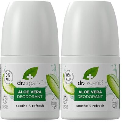 Dr.Organic Aloe Vera Organic Roll On-deodorant 50 ml x 2-pack fri från aluminium, parabener och kemikalier, naturlig deodorant för kvinnor och män, vegansk och organisk Dr.Organic Aloe Vera Organic Roll On-deodorant 50 ml x 2-pack fri från aluminium, parabener och kemikalier, naturlig deodorant för kvinnor och män, vegansk och organisk