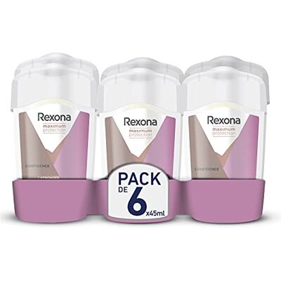 Rexona Maximum Protection Antiperspirant Cream Deodorant för kvinnor, mjuk solid förtroende, 45 ml, 6-pack Rexona Maximum Protection Antiperspirant Cream Deodorant för kvinnor, mjuk solid förtroende, 45 ml, 6-pack