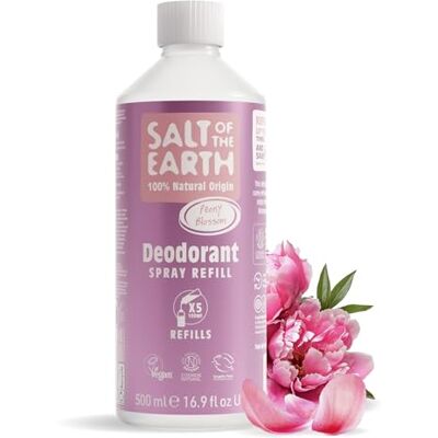 Salt Of the Earth Natural Deodorant Spray Refill från , Peony Blossom Vegansk, Långvarigt Skydd, Godkänd av Leaping Bunny, Tillverkad i Storbritannien 500 ml Salt Of the Earth Natural Deodorant Spray Refill från , Peony Blossom Vegansk, Långvarigt Skydd, Godkänd av Leaping Bunny, Tillverkad i Storbritannien 500 ml