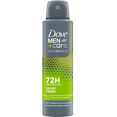 DOVE MEN + CARE Dove Deodorant Sport Fresh Spray Advanced Care, Deodorant för män, med 1/4 fuktgivande kräm, fuktgivande och hudvänlig formel, skydd i upp till 72 timmar, 6 stycken på 150 ml DOVE MEN + CARE Dove Deodorant Sport Fresh Spray Advanced Care, Deodorant för män, med 1/4 fuktgivande kräm, fuktgivande och hudvänlig formel, skydd i upp till 72 timmar, 6 stycken på 150 ml