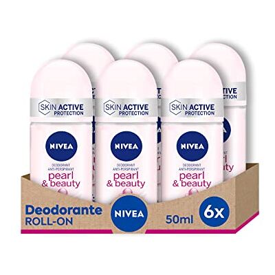 NIVEA , roll-on-deodorant, 6 förpackningar med 50 ml Pearl & Beauty NIVEA , roll-on-deodorant, 6 förpackningar med 50 ml Pearl & Beauty