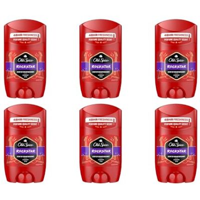Old Spice Rockstar Bar-deodorant för män, aluminiumfri, fräsch doft i 48 timmar, 50 ml x 6 Old Spice Rockstar Bar-deodorant för män, aluminiumfri, fräsch doft i 48 timmar, 50 ml x 6