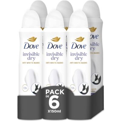 Dove Advanced Care osynlig torr antiperspirant deodorant spray, skyddar upp till 72 timmar mot svett och kroppslukt – 6 x 150 ml ekonomipack Dove Advanced Care osynlig torr antiperspirant deodorant spray, skyddar upp till 72 timmar mot svett och kroppslukt – 6 x 150 ml ekonomipack