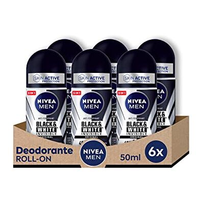 NIVEA MEN Black & White Deodorant, Herr, 6 x 50 ml NIVEA MEN Black & White Deodorant, Herr, 6 x 50 ml