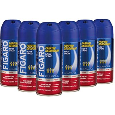 FIGARO Deodorant för män, luktfri, kroppsspray – deodorant armhålor – parfym GLAMOUR intensiv doft, 150 ml, 6 stycken FIGARO Deodorant för män, luktfri, kroppsspray – deodorant armhålor – parfym GLAMOUR intensiv doft, 150 ml, 6 stycken