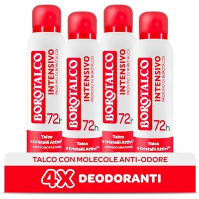 Borotalco , Intensiv Deodorant Spray med aktiv kristall, hypersvettning, alkoholfri, Puderalk doft, 72 h effektivitet 4 stycken 150 ml Amazon Exklusiv Borotalco , Intensiv Deodorant Spray med aktiv kristall, hypersvettning, alkoholfri, Puderalk doft, 72 h effektivitet 4 stycken 150 ml Amazon Exklusiv