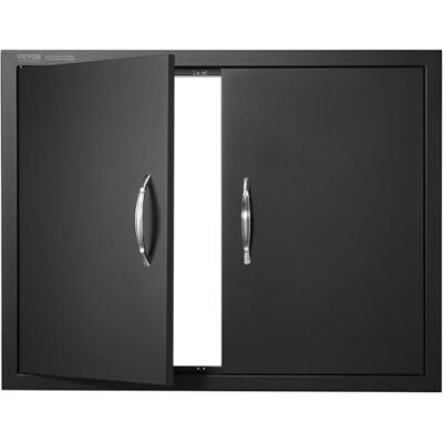 VEVOR Dörr för grill, dubbel köksdörr utomhus, 79 x 61 cm, infälld dörr för kall platta, vertikal väggdörr med handtag, för grillö, grillstation VEVOR Dörr för grill, dubbel köksdörr utomhus, 79 x 61 cm, infälld dörr för kall platta, vertikal väggdörr med handtag, för grillö, grillstation