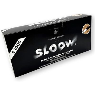 SLOOW Låda med 1 000 cigarettrör, smakbevarande, optimal filtrering och drag, europeisk tillverkning, premiumkvalitet, kompatibla med alla rörmaskiner, 41682017 SLOOW Låda med 1 000 cigarettrör, smakbevarande, optimal filtrering och drag, europeisk tillverkning, premiumkvalitet, kompatibla med alla rörmaskiner, 41682017