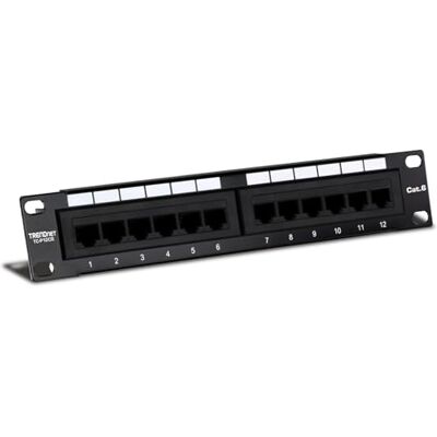 TRENDnet TC-P12C6 12-port Cat6 oskärmat patchfält, 10 tum bred, 12 x Gigabit RJ-45 Ethernet-portar, metallhölje, 250 MHz anslutning TRENDnet TC-P12C6 12-port Cat6 oskärmat patchfält, 10 tum bred, 12 x Gigabit RJ-45 Ethernet-portar, metallhölje, 250 MHz anslutning