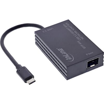 InLine USB-C till SFP nätverksadapter för glasfiberanslutningar, Gigabit Ethernet, 10/100/1000 Mbps, kompatibel med Windows, macOS, Linux, 66659M InLine USB-C till SFP nätverksadapter för glasfiberanslutningar, Gigabit Ethernet, 10/100/1000 Mbps, kompatibel med Windows, macOS, Linux, 66659M