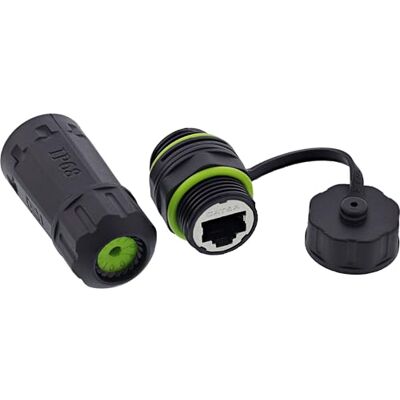 InLine patchkabelkoppling Cat.6A, kort, IP68 vattentät, skärmad, RJ45-uttag till uttag, Ethernet LAN-kontakt för utomhus, industri, väderbeständig, 69927I InLine patchkabelkoppling Cat.6A, kort, IP68 vattentät, skärmad, RJ45-uttag till uttag, Ethernet LAN-kontakt för utomhus, industri, väderbeständig, 69927I