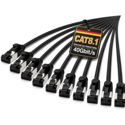 1aTTack.de 0,25 m Cat 8,1 Lan kabel nätverkskabel (10 stycken) Cat 8 Ethernet-kabel med RJ45-kontakt smal och tunn med 40 Gbps överföringshastighet svart 0,25 meter 1aTTack.de 0,25 m Cat 8,1 Lan kabel nätverkskabel (10 stycken) Cat 8 Ethernet-kabel med RJ45-kontakt smal och tunn med 40 Gbps överföringshastighet svart 0,25 meter