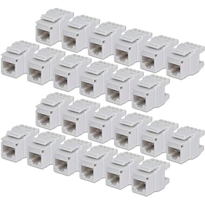 StarTech Cat6 Keystone Jack 24-pack, UTP, 180 110 Punch Down, Vit 10 Gbps Ethernet, 100 W PoE IEEE 802.3bt typ 4, guldpläterade kontakter, T568A T568B, patchpanel, väggplatta, RJ45 Ethernet StarTech Cat6 Keystone Jack 24-pack, UTP, 180 110 Punch Down, Vit 10 Gbps Ethernet, 100 W PoE IEEE 802.3bt typ 4, guldpläterade kontakter, T568A T568B, patchpanel, väggplatta, RJ45 Ethernet
