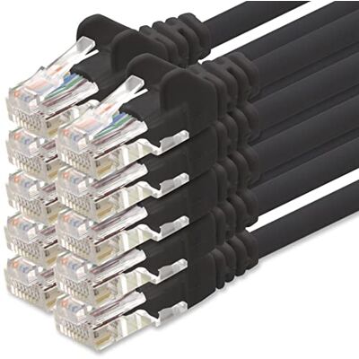 1aTTack.de nätverkskabel Cat.6 svart 10x 2m (set) CAT6 Ethernet-kabel LAN-kabel 1000 Mbits (PoE) patchkabel 1aTTack.de nätverkskabel Cat.6 svart 10x 2m (set) CAT6 Ethernet-kabel LAN-kabel 1000 Mbits (PoE) patchkabel