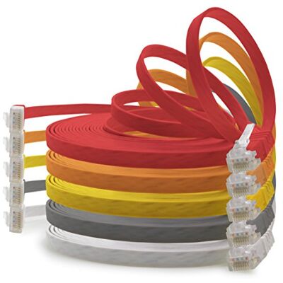 1aTTack.de Cat6 Cat 6 Flat Slim nätverkskabel 5X 5 m RJ45 Ethernet LAN DSL Router modem 5 färger 1aTTack.de Cat6 Cat 6 Flat Slim nätverkskabel 5X 5 m RJ45 Ethernet LAN DSL Router modem 5 färger