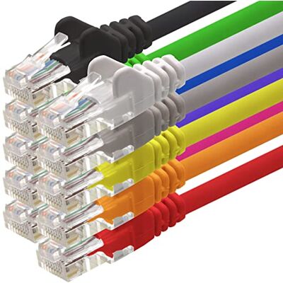1aTTack.de Nätverkskabel Cat.6-10 färger 5 m (set) CAT6 Ethernet-kabel, LAN-kabel, 1000 Mbits (PoE) patchkabel 1aTTack.de Nätverkskabel Cat.6-10 färger 5 m (set) CAT6 Ethernet-kabel, LAN-kabel, 1000 Mbits (PoE) patchkabel