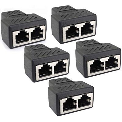 1aTTack.de Cat.6A nätverkskabel kabelanslutning kabeldelningsadapter RJ45 kompatibel med Cat5 Cat6 Cat7 Cat8 5 delar 1aTTack.de Cat.6A nätverkskabel kabelanslutning kabeldelningsadapter RJ45 kompatibel med Cat5 Cat6 Cat7 Cat8 5 delar