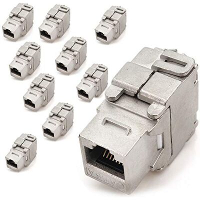 1aTTack.de Keystone modul RJ45 Cat 6a Jack certifierad helskärmad STP verktygsfri snap in monteringskatt råkabel 500 MHz 10 Gbit/s kompatibel med Cat5 Cat6 Cat7 Cat8 10 stycken 1aTTack.de Keystone modul RJ45 Cat 6a Jack certifierad helskärmad STP verktygsfri snap in monteringskatt råkabel 500 MHz 10 Gbit/s kompatibel med Cat5 Cat6 Cat7 Cat8 10 stycken