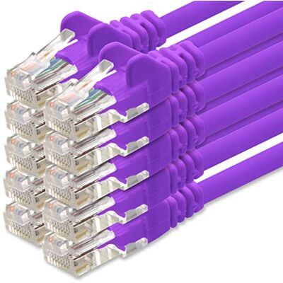1aTTack.de nätverkskabel Cat.6 violett 10x 2m (set) CAT6 Ethernet-kabel Lankabel 1000 Mbits (PoE) patchkabel 1aTTack.de nätverkskabel Cat.6 violett 10x 2m (set) CAT6 Ethernet-kabel Lankabel 1000 Mbits (PoE) patchkabel