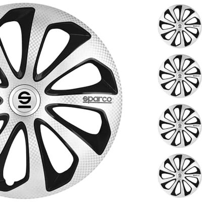 Sparco Set hjulskydd Sicilia 16 tum silver/svart/kol Sparco Set hjulskydd Sicilia 16 tum silver/svart/kol