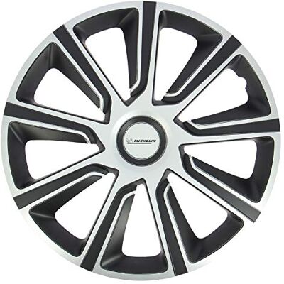 Michelin 009113 Set med 4 navkapslar för 14 tum fälgar NVS 42 tvåfärgad fälgeffekt i aluminium stöttåliga och väderbeständiga kompatibla med stål- eller plåtfälgar Michelin 009113 Set med 4 navkapslar för 14 tum fälgar NVS 42 tvåfärgad fälgeffekt i aluminium stöttåliga och väderbeständiga kompatibla med stål- eller plåtfälgar
