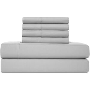 CASUAL LIVING 32652 Queen size hotellstil silkeslen ultramjuk miljövänlig kylteknik maskintvättbar snabbtorkande anti-rynk 6-delar lakan och örngott set, drottning, grå CASUAL LIVING 32652 Queen size hotellstil silkeslen ultramjuk miljövänlig kylteknik maskintvättbar snabbtorkande anti-rynk 6-delar lakan och örngott set, drottning, grå