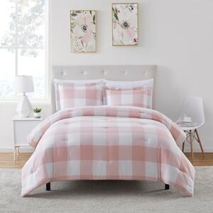 Sweet Home Collection Ultra Soft Down Alternative Set & lyxiga lakan, polyester, rutig låda, rouge, full Sweet Home Collection Ultra Soft Down Alternative Set & lyxiga lakan, polyester, rutig låda, rouge, full