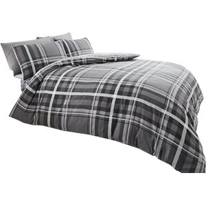 GC GAVENO CAVAILIA Gaveno Cavailia lyxig Newton tartan rutig set med påslakan och kuddfodral, polyesterbomull King Grå GC GAVENO CAVAILIA Gaveno Cavailia lyxig Newton tartan rutig set med påslakan och kuddfodral, polyesterbomull King Grå
