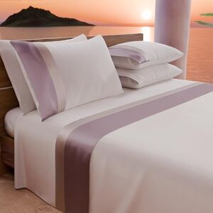 PETTI Artigiani Italiani Set med dubbelsäng med dubbel fläns i satin 4 delar, 180 x 200 lakan i bomull percale – lakan med hörn, överlakan och 2 örngott, puder PETTI Artigiani Italiani Set med dubbelsäng med dubbel fläns i satin 4 delar, 180 x 200 lakan i bomull percale – lakan med hörn, överlakan och 2 örngott, puder