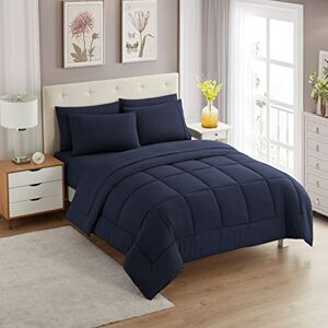 Sweet Home Collection Ultra Soft Down Alternative Set & lyxiga lakan, polyester, marinblå, full Sweet Home Collection Ultra Soft Down Alternative Set & lyxiga lakan, polyester, marinblå, full