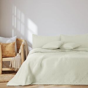 AmeliaHome -överkast med pompoms 200 x 220 cm sängöverkast dubbelsidig Ultrasonic-quiltning polyester Meadore gräddvit AmeliaHome -överkast med pompoms 200 x 220 cm sängöverkast dubbelsidig Ultrasonic-quiltning polyester Meadore gräddvit