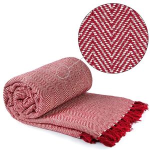 Emma Barclay fiskbensmönster – återvunnen bomullsmönstrad stol soffa set sängöverkast över filt i rött – 90 x 100 (228 x 254 cm) Emma Barclay fiskbensmönster – återvunnen bomullsmönstrad stol soffa set sängöverkast över filt i rött – 90 x 100 (228 x 254 cm)
