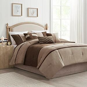 Madison Park Hela säsongen dun, alternativa mysiga sängkläder med matchande örngott, dekorativa kuddar, polyester, brun 7 st, king size-säng Madison Park Hela säsongen dun, alternativa mysiga sängkläder med matchande örngott, dekorativa kuddar, polyester, brun 7 st, king size-säng