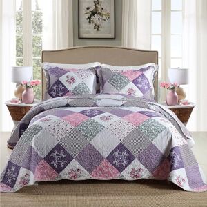 HoneiLife Påslakanset queen size – 3 delar mikrofibertäcken vändbara sängöverkast lapptäcke överkast blommigt bäddset alla årstider täcken med geometriskt och litet rosa tryckmönster, queen size HoneiLife Påslakanset queen size – 3 delar mikrofibertäcken vändbara sängöverkast lapptäcke överkast blommigt bäddset alla årstider täcken med geometriskt och litet rosa tryckmönster, queen size