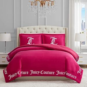 Juicy Couture Sängkläder – gotisk design, skrynkelfria – Queen – 3 delar, (1 st) 228 x 233 cm överdrag till täcke och (2 st) 50 cm x 66 cm örngott – premium sovrumsdekor – het rosa Juicy Couture Sängkläder – gotisk design, skrynkelfria – Queen – 3 delar, (1 st) 228 x 233 cm överdrag till täcke och (2 st) 50 cm x 66 cm örngott – premium sovrumsdekor – het rosa