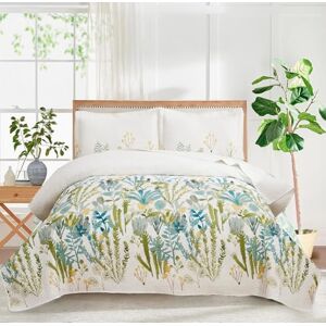 Ycosy Yc 3-delad vändbara blommor täcke vit grön blommig överkast kung (243 cm x 108 cm) lätta sommarlöv gräs överkast flickor sängöverkast drömmande för alla årstider -1 överkast + 2 örngott Ycosy Yc 3-delad vändbara blommor täcke vit grön blommig överkast kung (243 cm x 108 cm) lätta sommarlöv gräs överkast flickor sängöverkast drömmande för alla årstider -1 överkast + 2 örngott