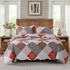 HoneiLife Quilt Set Queen Size – 3 delar mikrofiber sängöverkast vändbart lock lapptäcke bäddset lätt sängöverkast blommor sängöverkast alla årstider amaranth röd HoneiLife Quilt Set Queen Size – 3 delar mikrofiber sängöverkast vändbart lock lapptäcke bäddset lätt sängöverkast blommor sängöverkast alla årstider amaranth röd