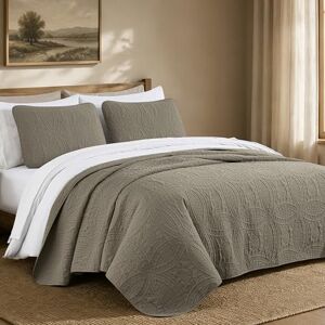 Chezmoi Collection Austin 3-delat överkast överkast överkast set (Queen, Taupe), polyester Chezmoi Collection Austin 3-delat överkast överkast överkast set (Queen, Taupe), polyester