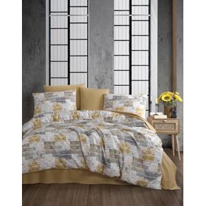 Nuit Des Rêves Ranforce Single XL quiltningssats, 100% bomull, 155 x 200 cm påslakan och 80 x 80 cm örngott, gult, vitt och grått mjuk, snygg sängkläder för moderna sovrum Nuit Des Rêves Ranforce Single XL quiltningssats, 100% bomull, 155 x 200 cm påslakan och 80 x 80 cm örngott, gult, vitt och grått mjuk, snygg sängkläder för moderna sovrum