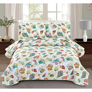 Smuge 3-delad strandtema quiltat sängöverkast med örngott, livlig havsbild med färgglad snäckskal, korall sjöstjärna tunn lätt andningsbart påslakanset sängklädesset (havssnigel, full/drottning) Smuge 3-delad strandtema quiltat sängöverkast med örngott, livlig havsbild med färgglad snäckskal, korall sjöstjärna tunn lätt andningsbart påslakanset sängklädesset (havssnigel, full/drottning)