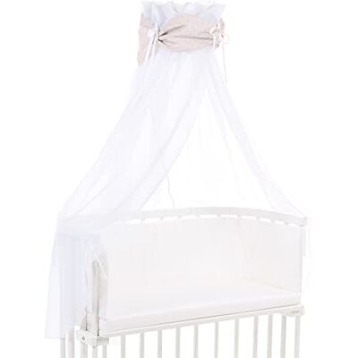 babybay Himmel ekologisk bomull kunglig med rosett lämplig för alla modeller, beige glitterprickar guld babybay Himmel ekologisk bomull kunglig med rosett lämplig för alla modeller, beige glitterprickar guld