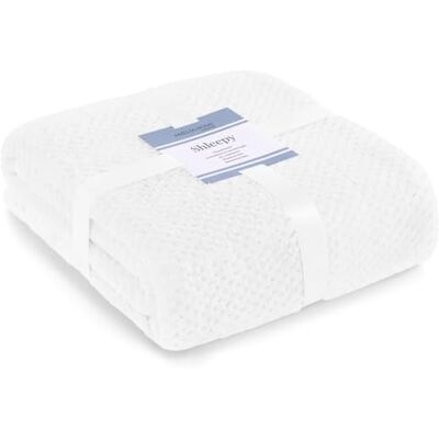 AmeliaHome Gosig filt 70 x 150 cm delikat quiltning sherpa lammskinn-look levande filt kortärmad vit AmeliaHome Gosig filt 70 x 150 cm delikat quiltning sherpa lammskinn-look levande filt kortärmad vit