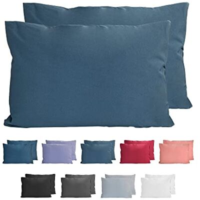 Komfortec 100% bomull örngott set om 2 40 x 60 cm, supermjukt premiumjerseyörngott, 150 g/m², kuddöverdrag, blågrön Komfortec 100% bomull örngott set om 2 40 x 60 cm, supermjukt premiumjerseyörngott, 150 g/m², kuddöverdrag, blågrön